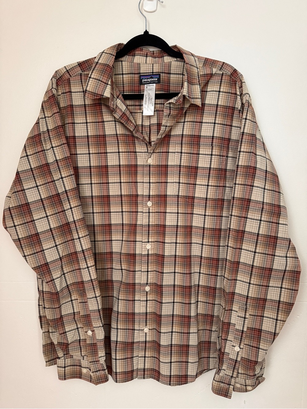 Patagonia Plaid Button-Down Shirt in Beige and Rust